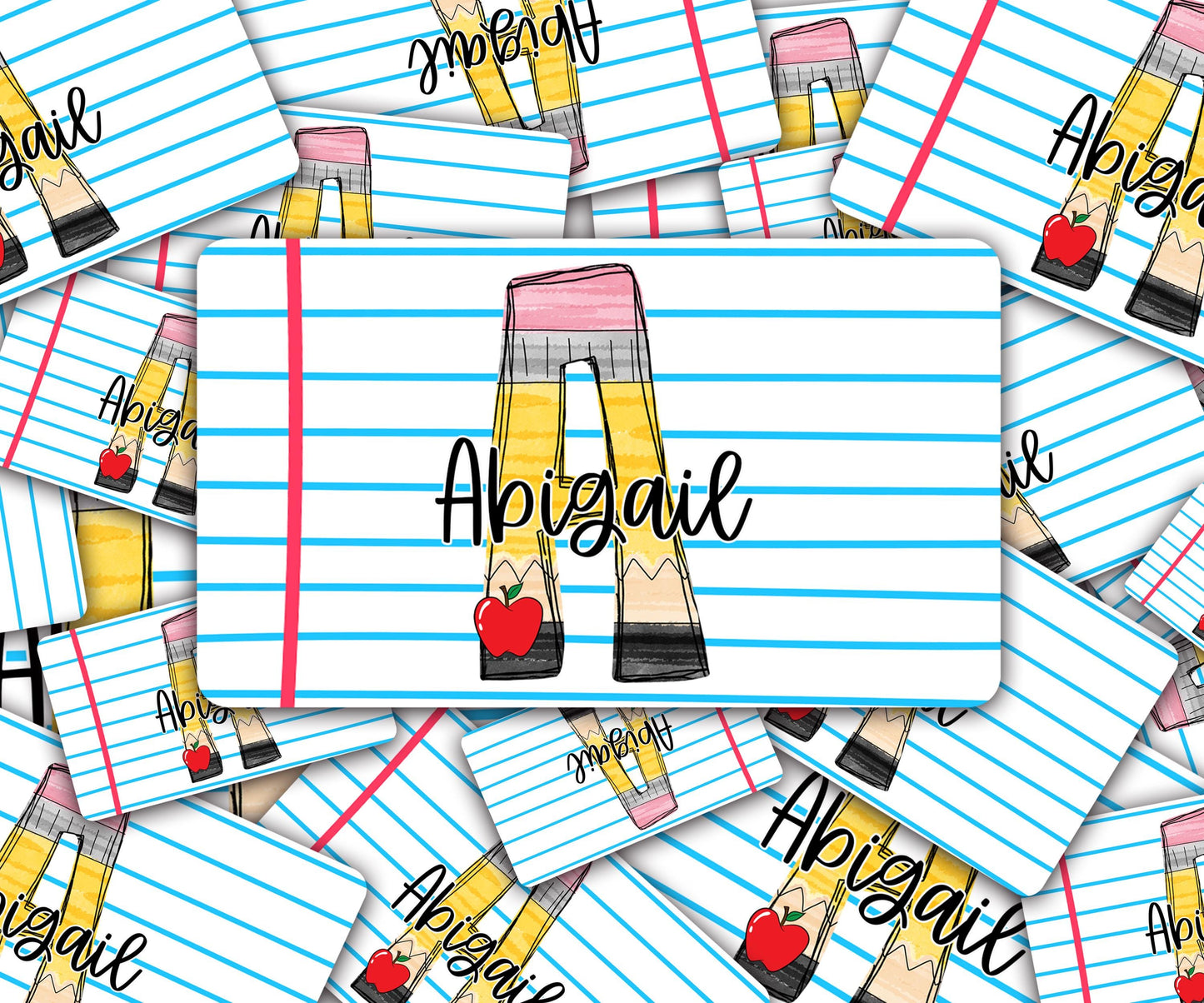 Custom Decal for Pencil Box Personalized with Name, 3.9 tall x 6.8 wide, Waterproof Decals for Student Classroom Sticker Pencil Doodle Alpha