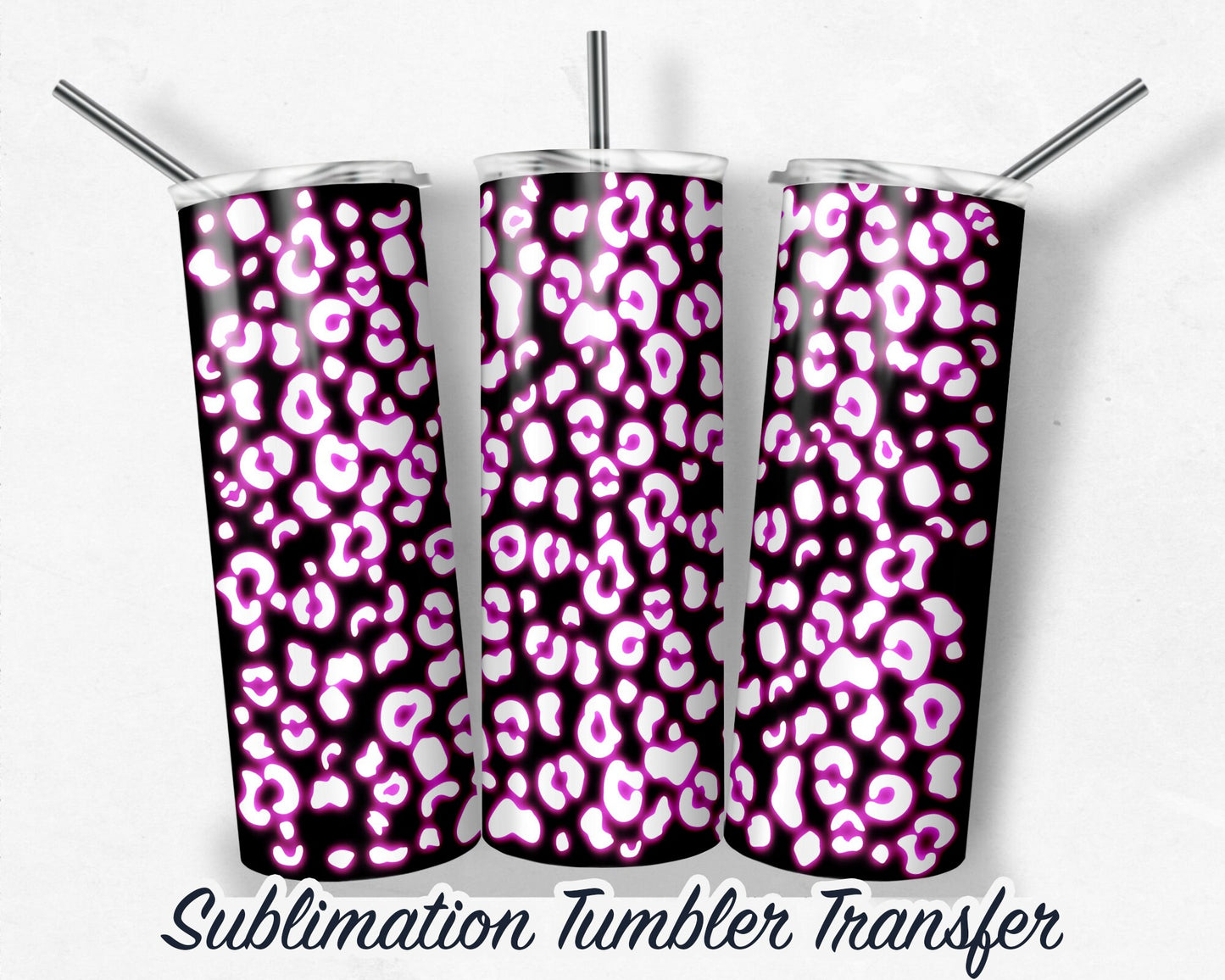 Neon Pink Leopard  -  Sublimation Transfer Print For 20 oz Tumblers - 30 oz Tumblers - Ready To press - Heat Transfers