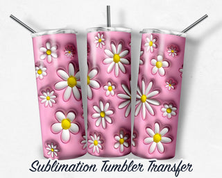 3D Puffy Floral Sublimation Transfer Print 20 oz - 30 oz Skinny Tumbler - Ready to Press - Heat Transfers SHIPS NEXT DAY