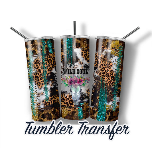 Southwestern Bull Skull  Sublimation Transfer Print For 20 oz Tumblers - 30 oz Tumblers - Ready To press - Heat Transfers READY TO PRESS