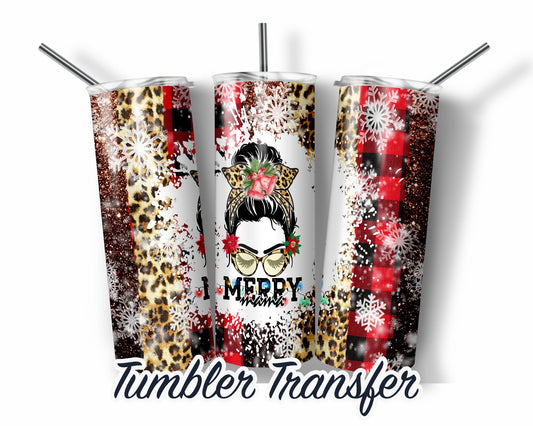 Merry MAMA -  Sublimation Transfer Print For 20 oz Tumbler - 30 oz Skinny Tumbler - Ready To press - Heat Transfers