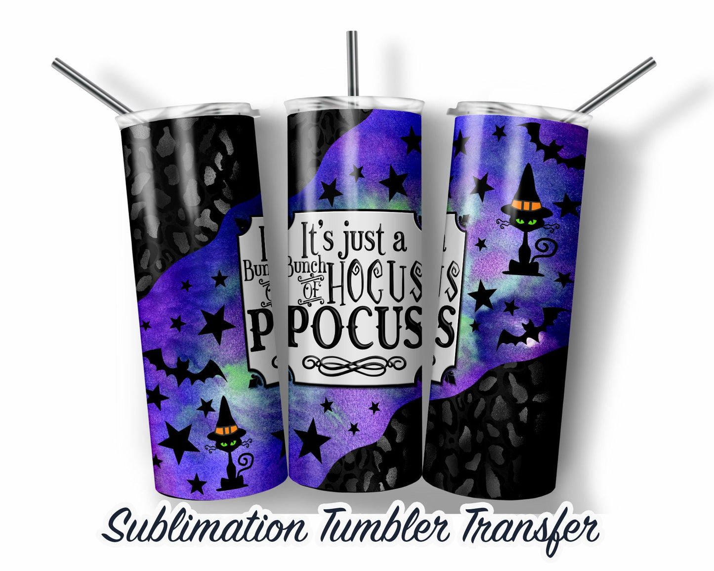 Halloween Sublimation Transfer Print For 20 oz Tumbler - 30 oz Skinny Tumbler - Ready To press - Heat Transfers