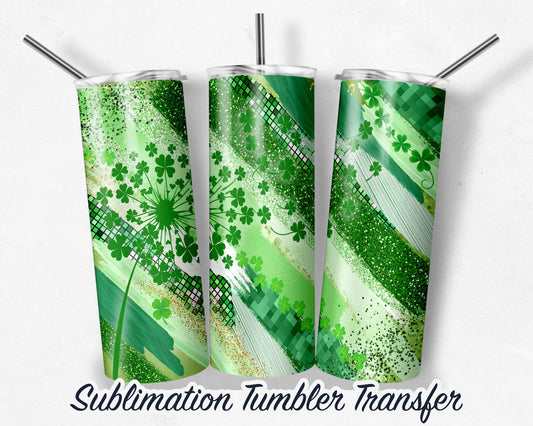 St. Patrick's Day Clover  Sublimation Transfer Print For 20 - 30 oz Tumblers - Ready to Press - Heat Transfers