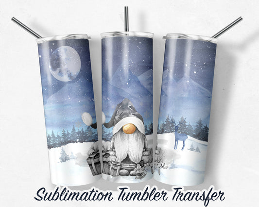 Gnome Christmas  Sublimation Transfer Print For 20 oz Tumbler - 30 oz Skinny Tumbler - Ready To press - Heat Transfers