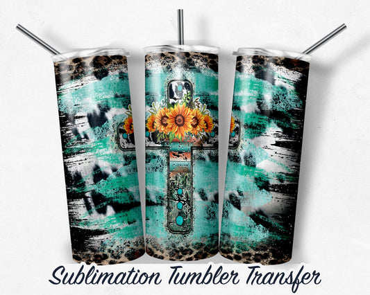 Cross Serape -  Sublimation Transfer Print For 20 oz Tumbler - 30 oz Skinny Tumbler - Ready To press - Heat Transfers SHIPS NEXT DAY