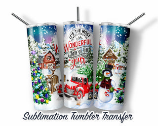 Christmas Sublimation Transfer Print For 20 oz Tumbler - 30 oz Skinny Tumbler - Ready To press - Heat Transfers SHIPS NEXT DAY