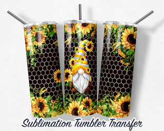 Sunflower Gnome Tumbler Sublimation Transfer | 20 oz & 30 oz