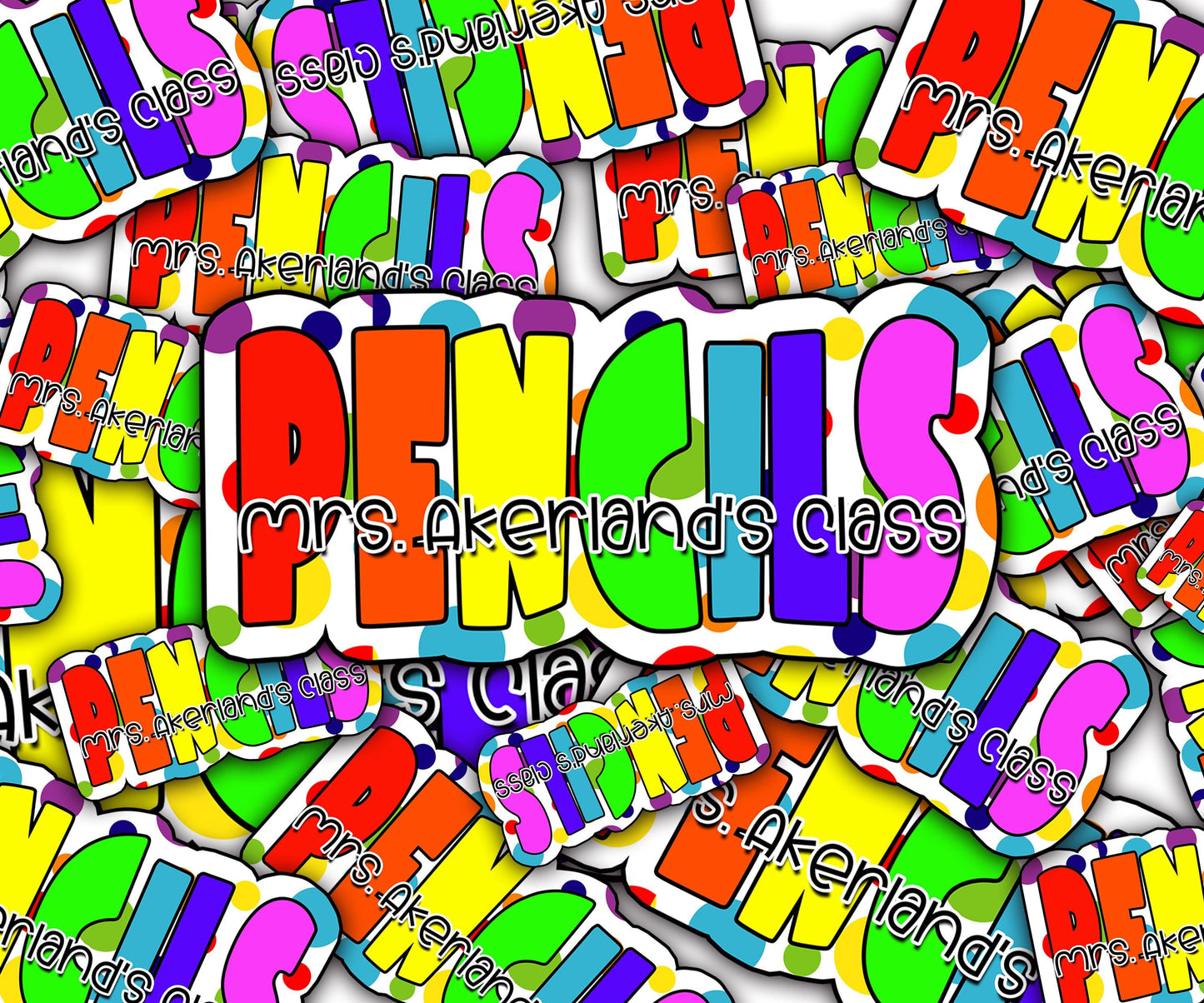 Custom Pencil Dispenser Vinyl Decal Personalized with a name, Rainbow Theme Classroom Decor, Teacher Stickers, Teacher Appreciation