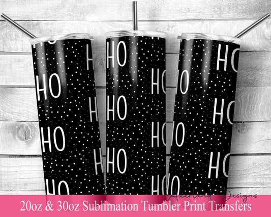 Mono Christmas Tumbler  Sublimation Transfer Print For 20 oz Tumbler - 30 oz Tumbler - Ready to Press - Heat Transfer