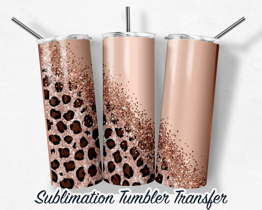 Leopard Rose Gold  Sublimation Transfer Print For 20 oz Tumbler - 30 oz Skinny Tumbler - Ready To press - Heat Transfers