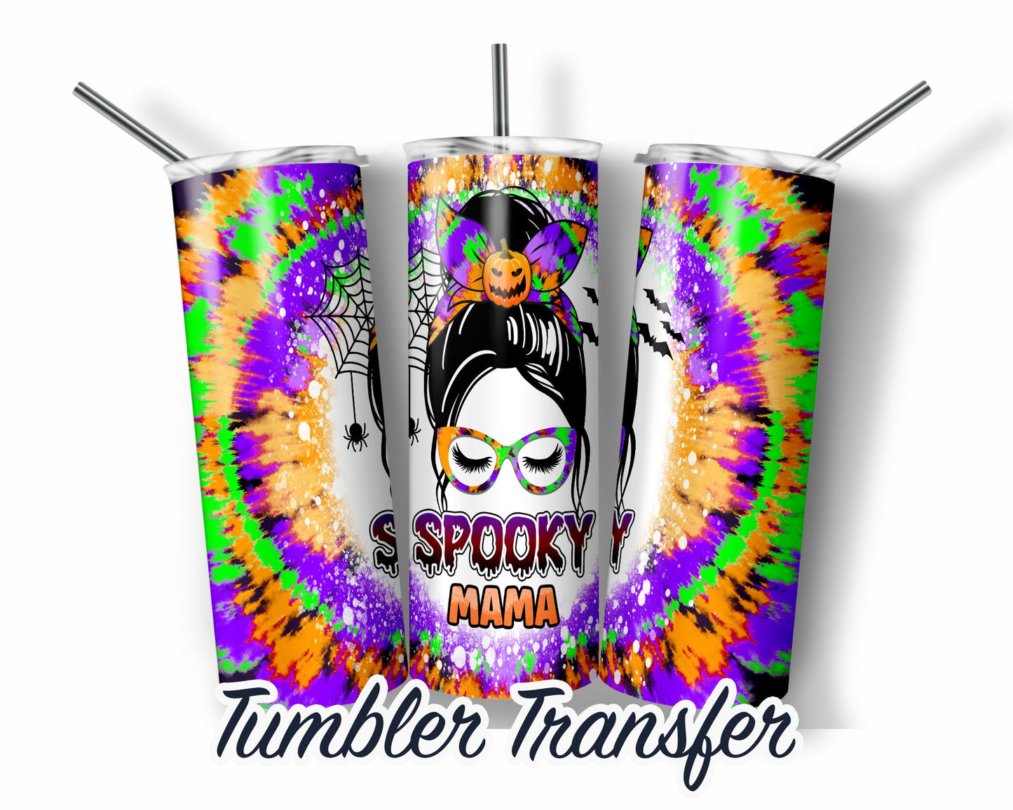 Spooky Mama Sublimation Transfer Print For 20 oz Skinny Tumbler - 30 oz Skinny Tumbler - Ready To press - Heat Transfers