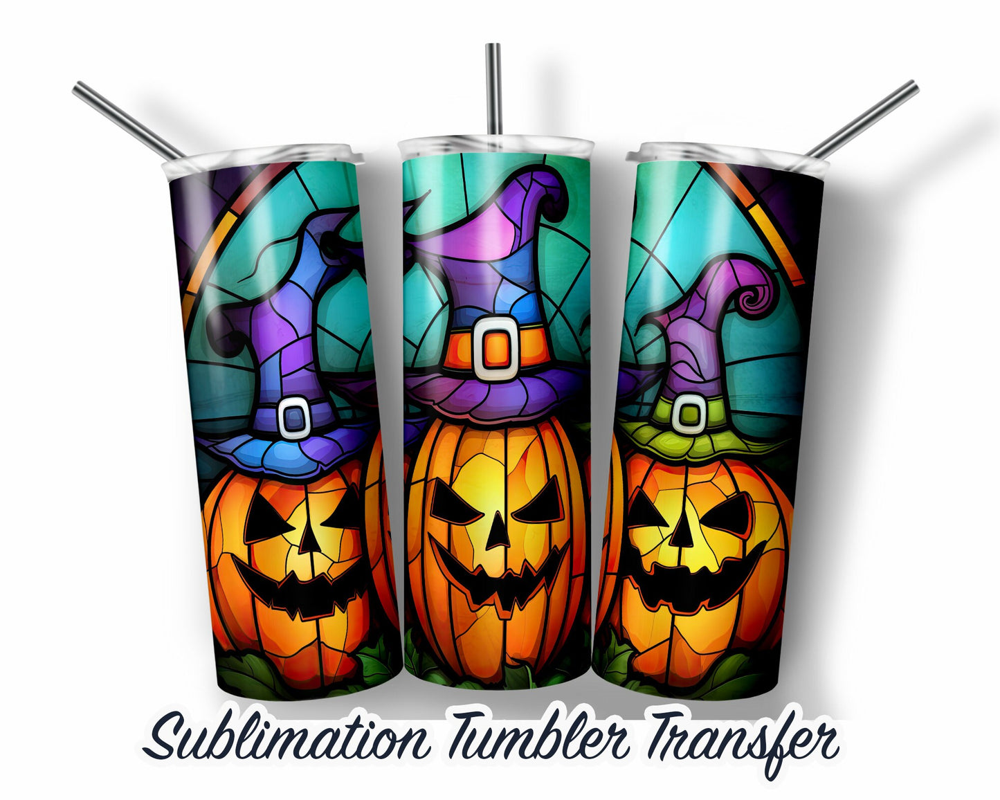 Halloween  Sublimation Transfer Print For 20 oz - 30 oz Skinny Tumbler - Ready To Press