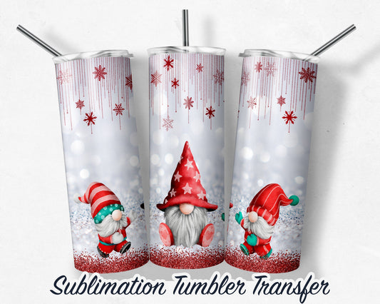 Gnome Christmas  Sublimation Transfer Print For 20 oz Tumbler - 30 oz Skinny Tumbler - Ready To press - Heat Transfers