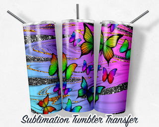 Butterflies - Sublimation Transfer Print For 20oz Tumbler - 30 oz Tumbler - Ready To Press