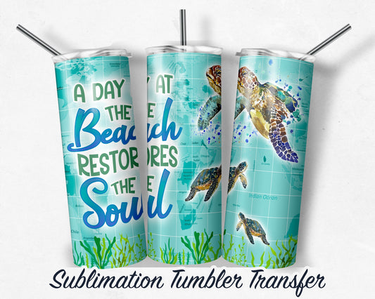 Beach  Sublimation Transfer Print For 20 oz Tumblers - 30 oz Tumblers - Ready To press - Heat Transfers