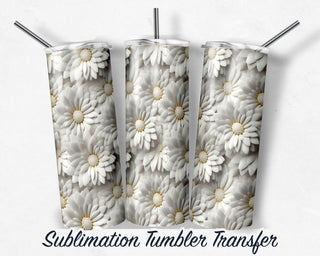 3D Floral Sublimation Transfer Print 20 oz - 30 oz Skinny Tumbler - Ready to Press - Heat Transfers