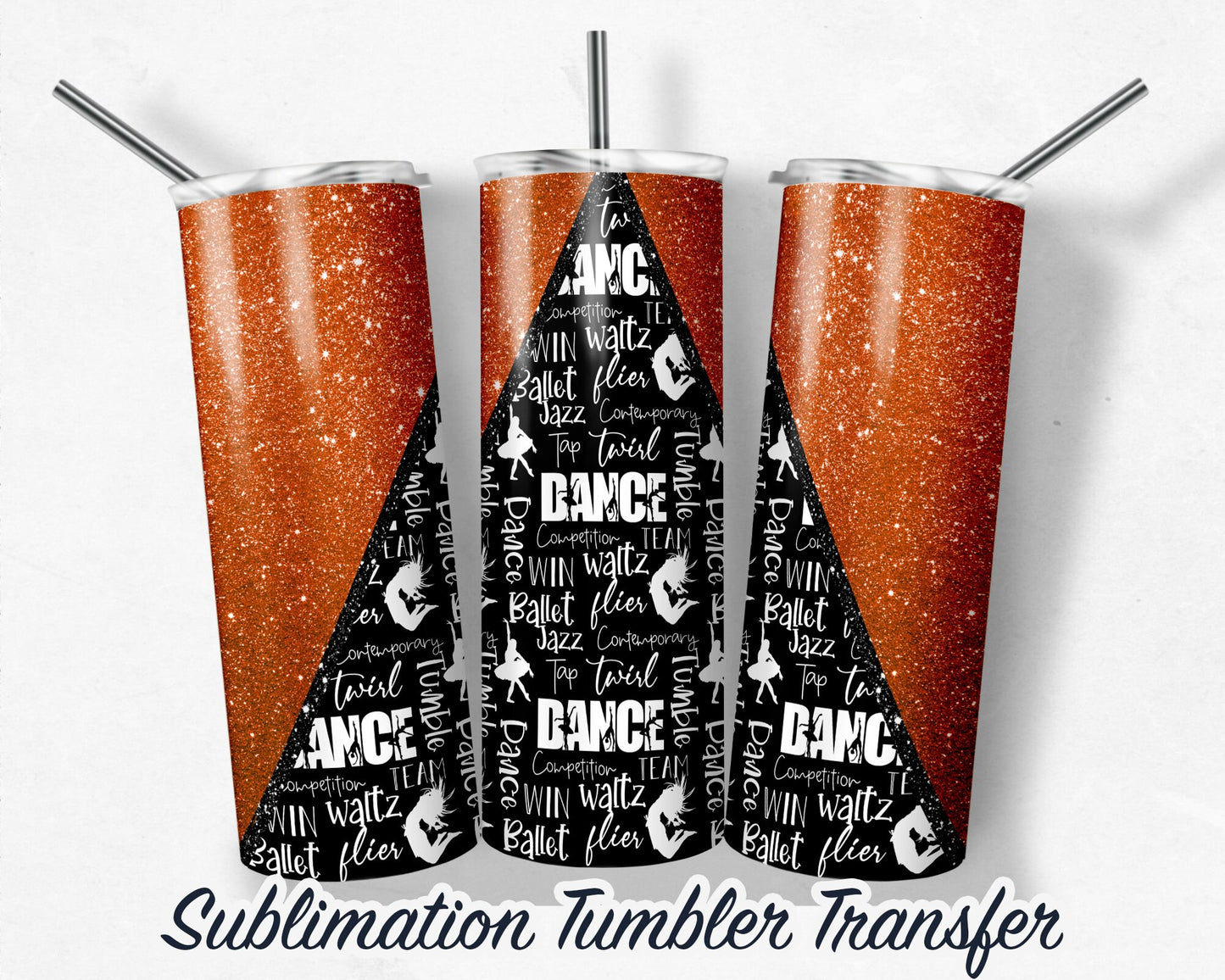 Orange Dance -  Sublimation Transfer Print For 20 oz Tumbler - 30 oz Skinny Tumbler - Ready To press - Heat Transfers