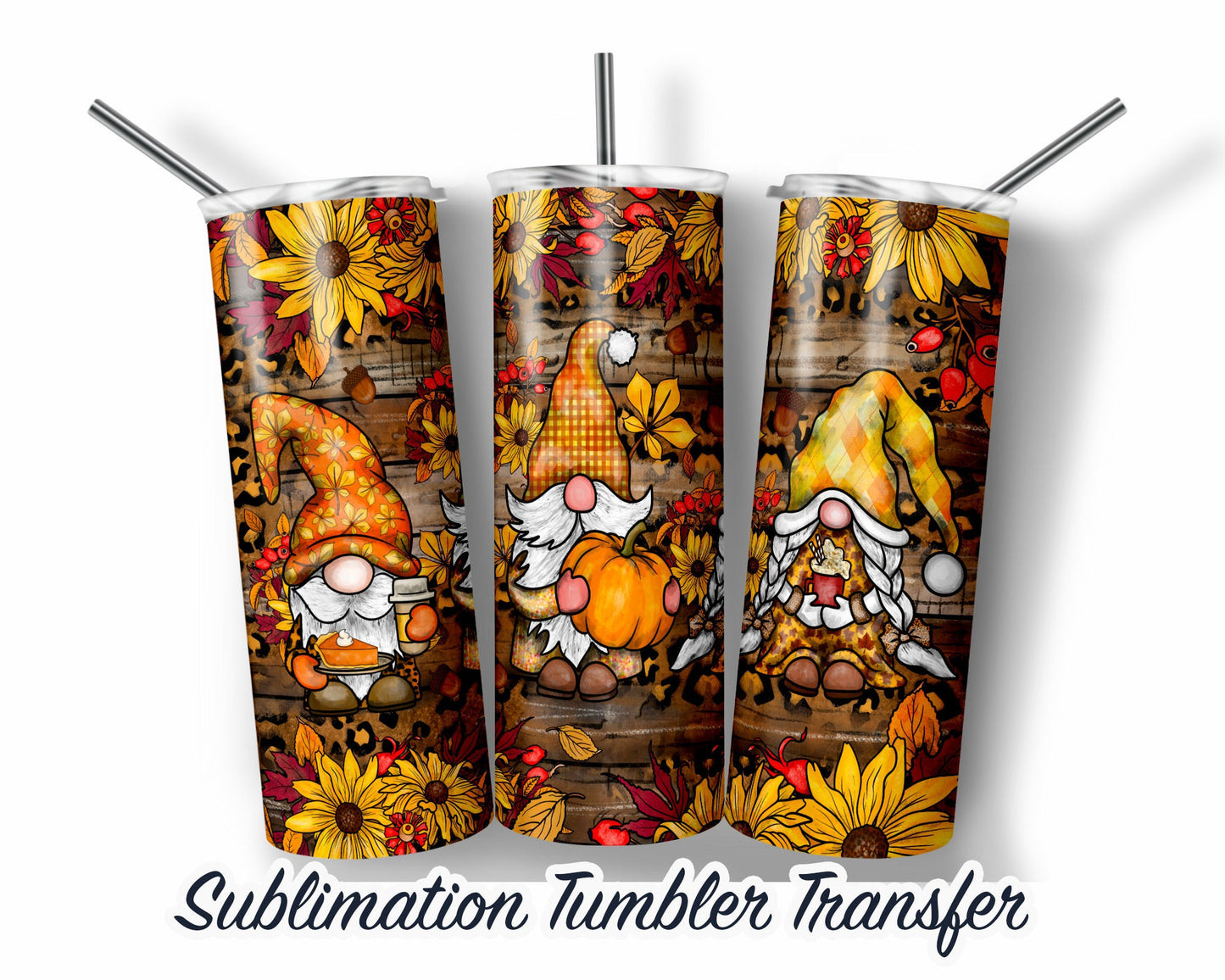 Fall Sublimation Transfer Print For 20 oz Tumbler - 30 oz Skinny Tumbler - Ready To press - Heat Transfers