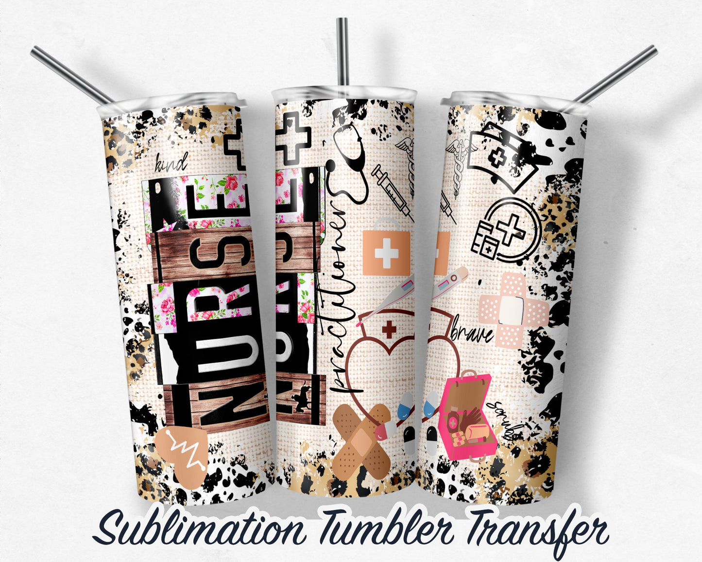 Nurse Practitioner  Sublimation Transfer Print For 20 oz - 30 oz Skinny Tumbler - Ready To press - Heat Transfer