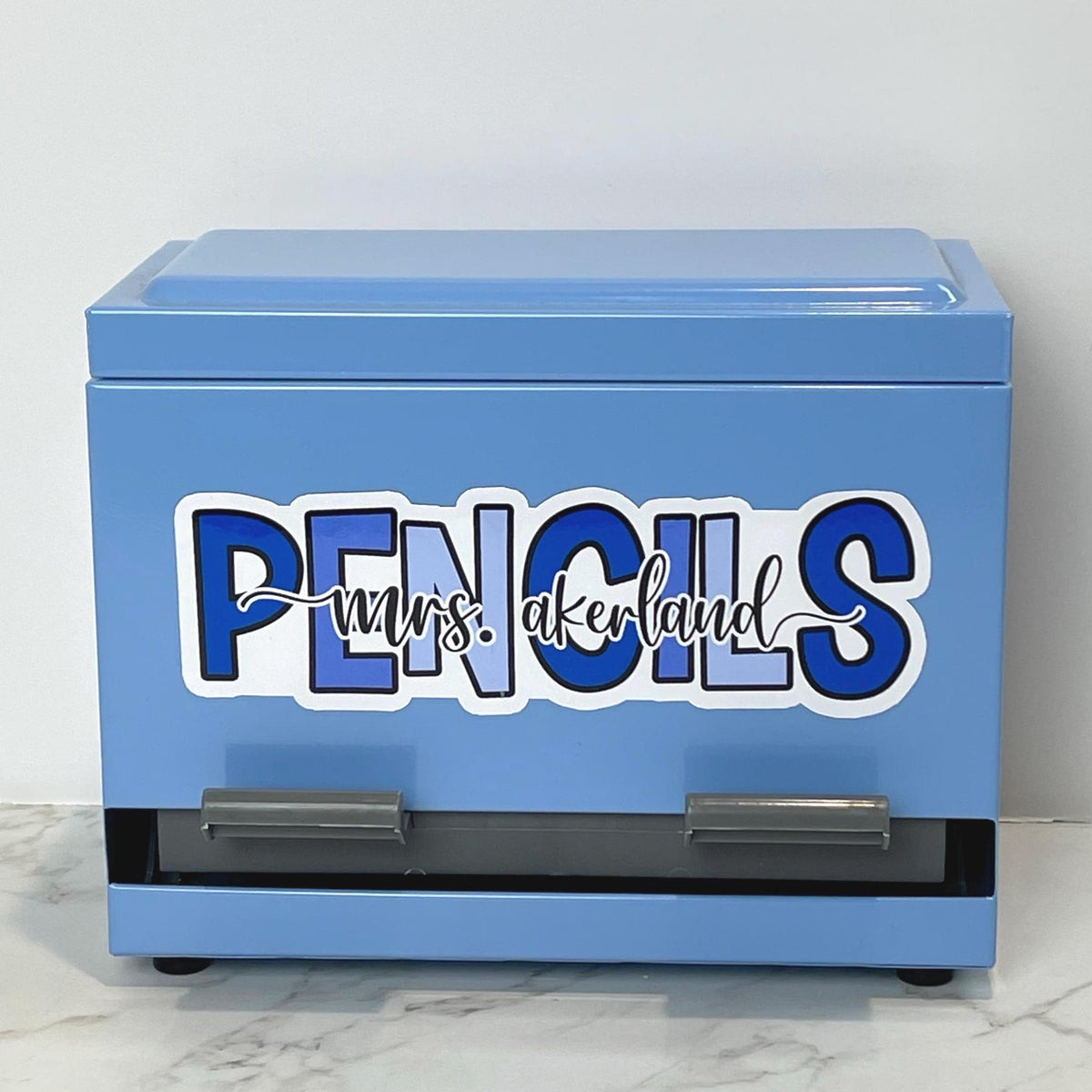 Custom Pencil Dispenser Vinyl Decal or Magnetic Decal Personalized with a name
