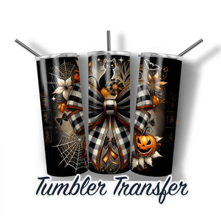 Black Cat Pumpkin Halloween Tumbler Sublimation Transfer | 20 oz & 30 oz