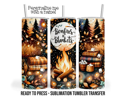 Fall Campfire, Fire Pit Sublimation Tumbler Transfer Print for 20oz Tumbler, Ready To press Heat Transfer SHIPS NEXT DAY