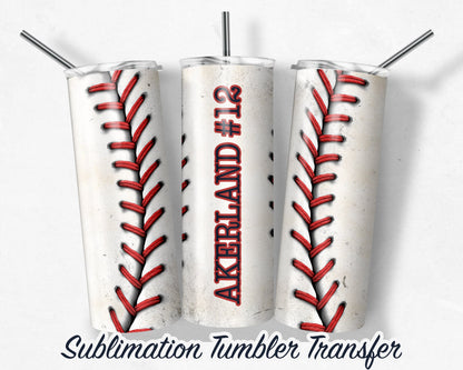 Baseball  Sublimation Transfer Print 20 oz Skinny Tumbler - 30oz Skinny Tumbler - Ready To press - Heat Transfers SHIPS NEXT DAY