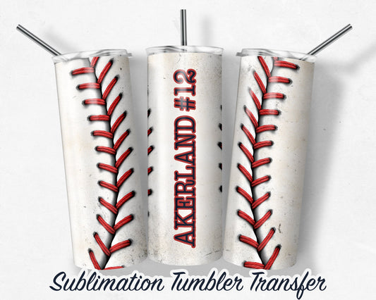 Baseball  Sublimation Transfer Print 20 oz Skinny Tumbler - 30oz Skinny Tumbler - Ready To press - Heat Transfers SHIPS NEXT DAY