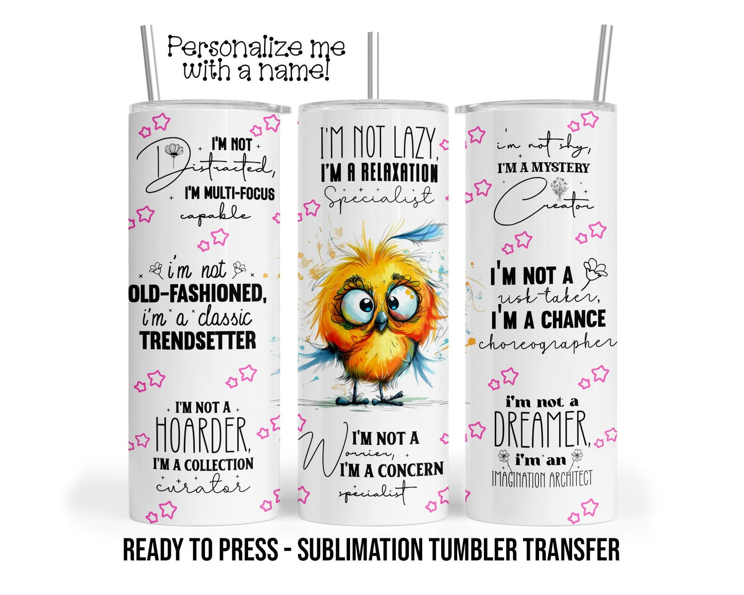 Snarky Chicken Sublimation Transfer Print For 20 oz Tumblers - 30 oz Tumblers - Ready To press - Heat Transfers
