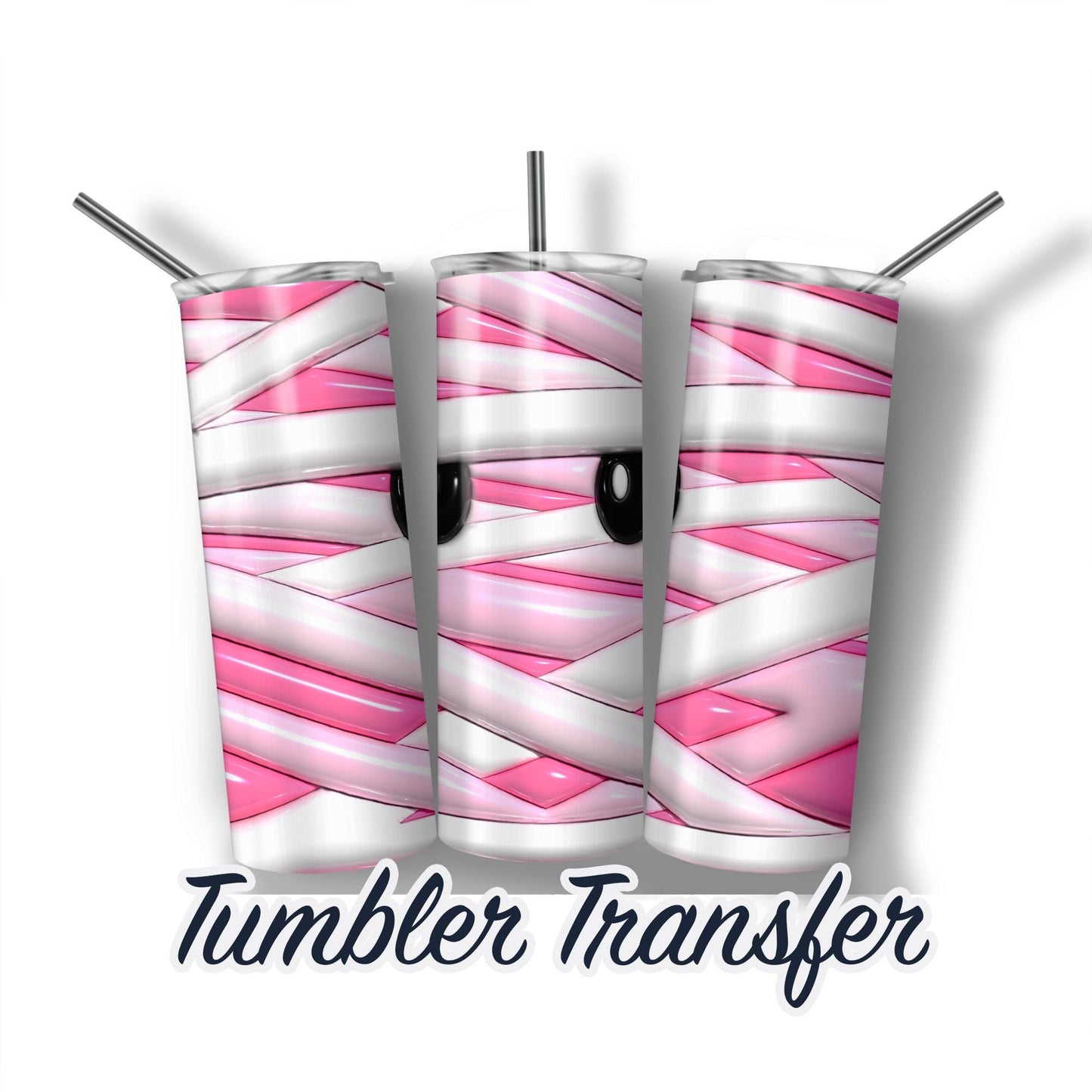 Halloween Mummy Puff Inflated Effect Halloween Sublimation Transfer Print For 20 oz Tumblers - 30 oz Tumblers Ready To press Heat Transfers