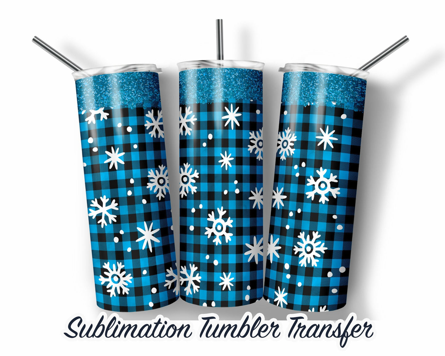 Blue Snowflake Tumbler  Sublimation Transfer Print For 20 oz Tumbler - 30 oz Tumbler - Ready To press - Heat Transfers SHIPS NEXT DAY