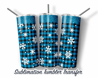 Blue Snowflake Tumbler  Sublimation Transfer Print For 20 oz Tumbler - 30 oz Tumbler - Ready To press - Heat Transfers SHIPS NEXT DAY