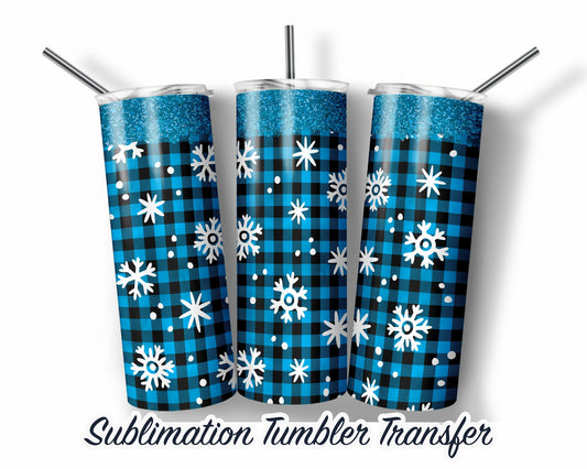 Blue Snowflake Tumbler  Sublimation Transfer Print For 20 oz Tumbler - 30 oz Tumbler - Ready To press - Heat Transfers SHIPS NEXT DAY