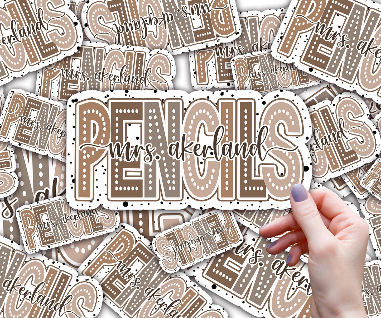 Custom Pencil Dispenser Vinyl Decal Personalized with a name, Waterproof Decal, Boho Theme, Teacher Appreciation Approx. 3.5x7.5 inches