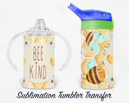 Honey Bee Kids 12 oz Sippy Sublimation Tumbler Transfer - Ready To press - Heat Transfers SHIPS NEXT DAY