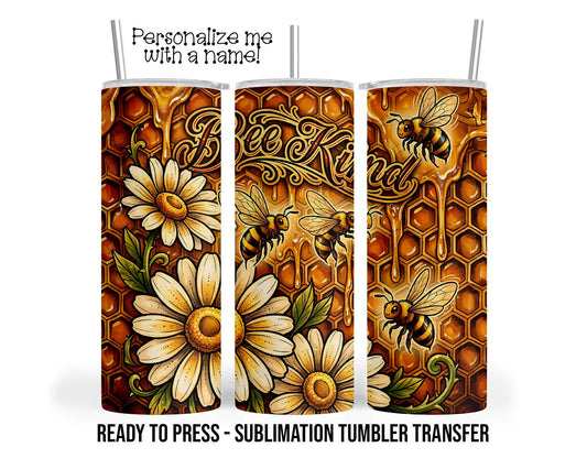 Bee's and Flowers Sublimation Transfer Print For 20 oz Tumbler - 30 oz  Tumbler - Ready To Press Heat Transfers