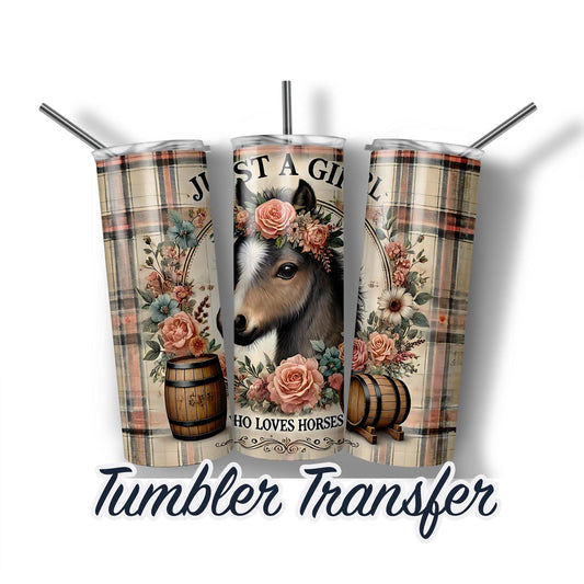 Horse with Flowers Sublimation Transfer Print For 20 oz Tumblers - 30 oz Tumblers - Ready To press - Heat Transfers SHIPS NEXT DAY