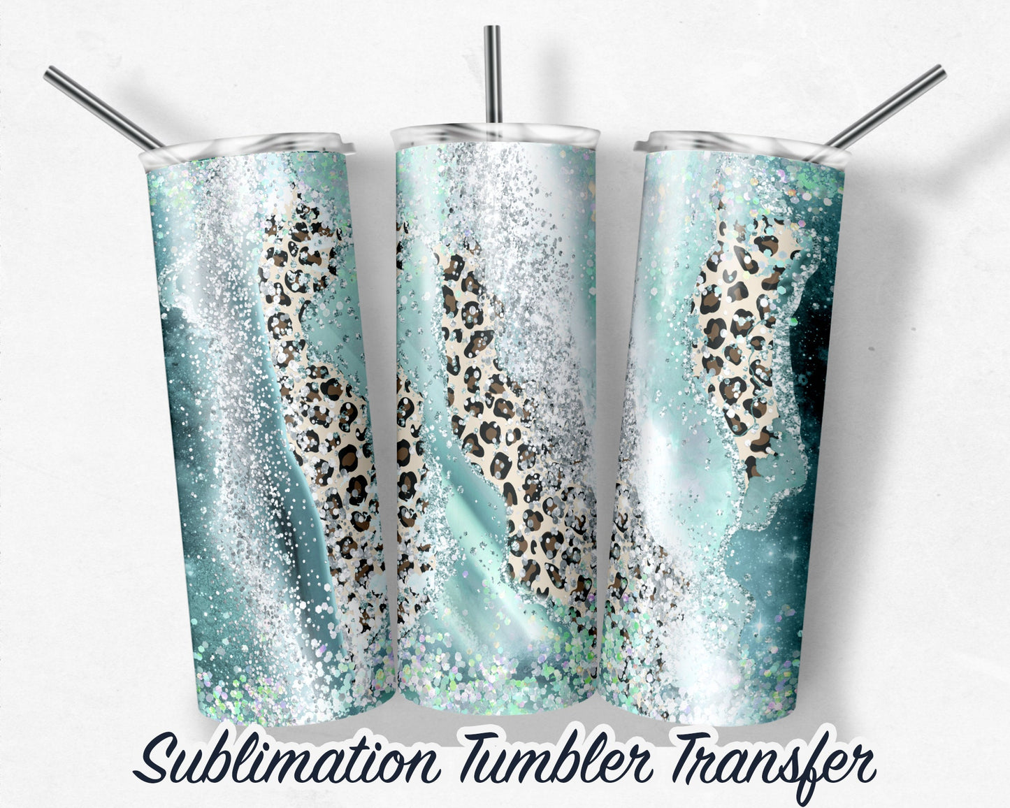 Leopard Print Agate  Sublimation Transfer Print For 20 oz Tumbler - 30 oz Skinny Tumbler - Ready to Press Heat Transfers SHIPS NEXT DAY