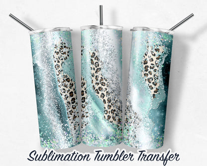 Leopard Print Agate  Sublimation Transfer Print For 20 oz Tumbler - 30 oz Skinny Tumbler - Ready to Press Heat Transfers SHIPS NEXT DAY