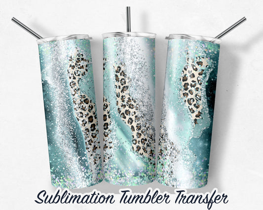 Leopard Print Agate  Sublimation Transfer Print For 20 oz Tumbler - 30 oz Skinny Tumbler - Ready to Press Heat Transfers SHIPS NEXT DAY