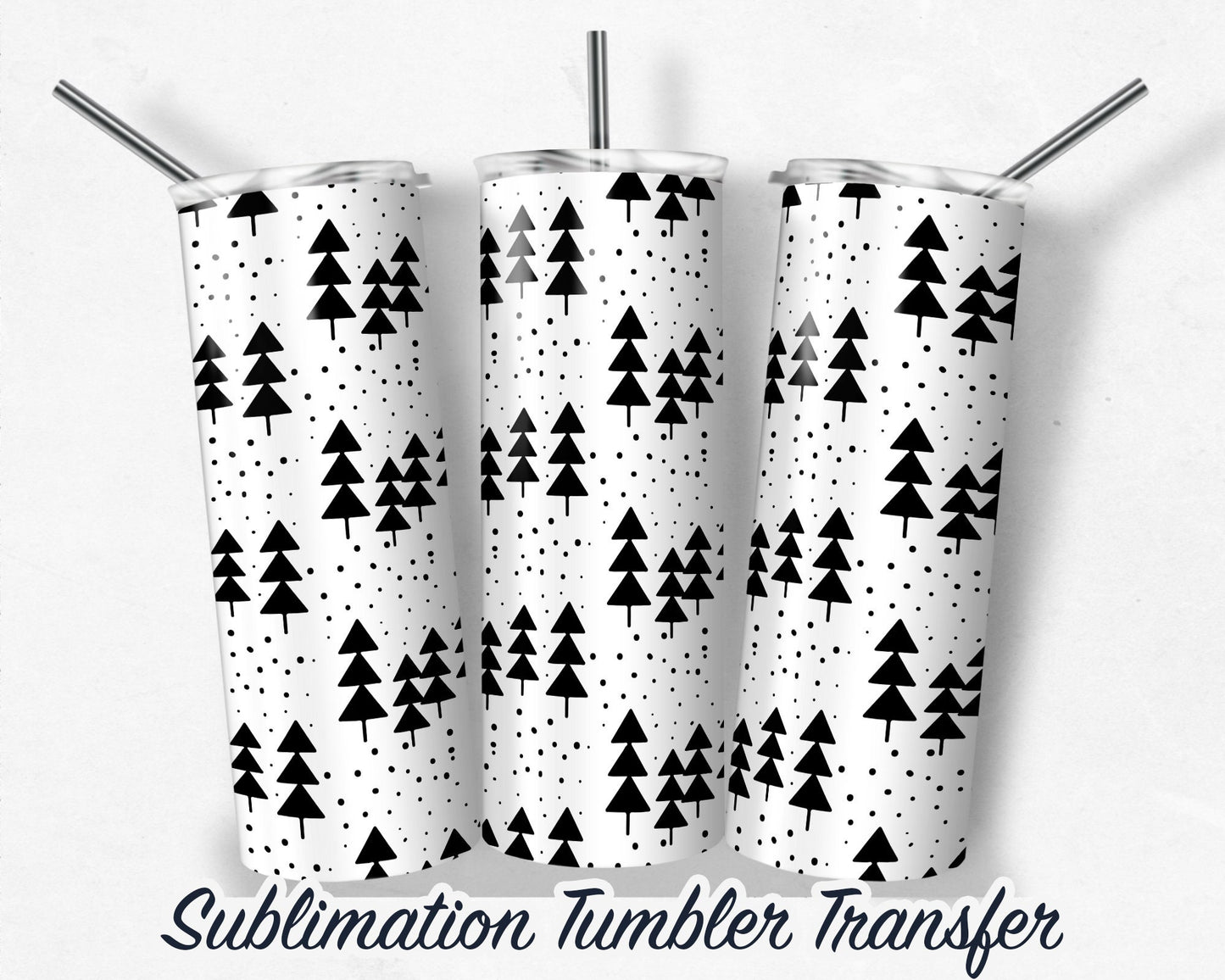 Mono Christmas Tumbler  Sublimation Transfer Print For 20 oz Tumbler - 30 oz Tumbler - Ready to Press - Heat Transfer SHIPS NEXT DAY