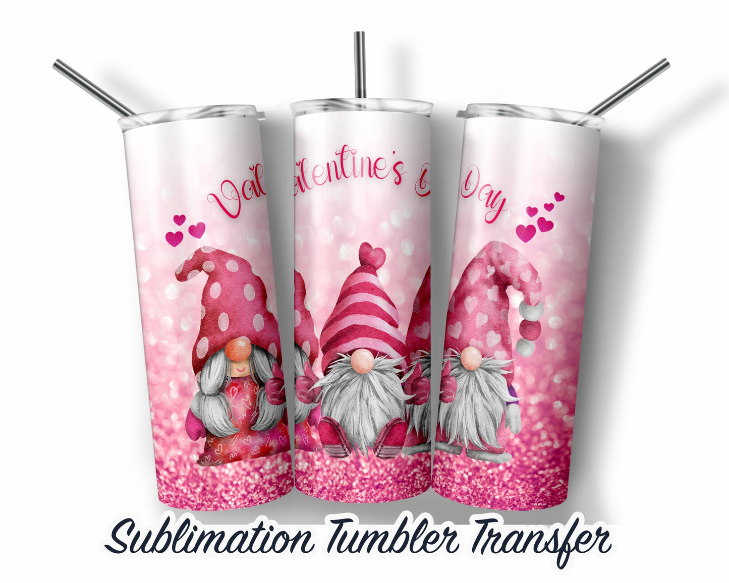 Gnome Valentines  Sublimation Transfer Print For 20 oz Tumblers - 30 oz Tumblers - Ready To press - Heat Transfers