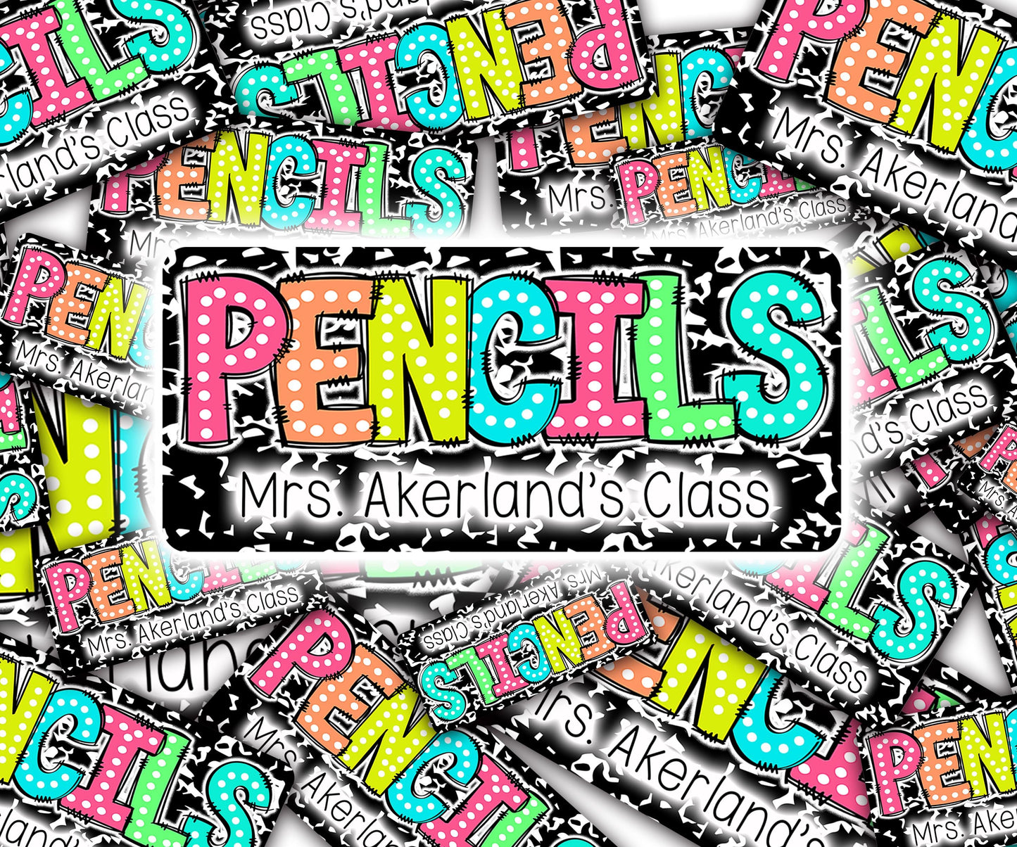 Custom Pencil Dispenser Vinyl Decal Personalized with a name, Waterproof Decal, Rainbow Theme, Teacher Appreciation Approx. 3.5x7.5 inches