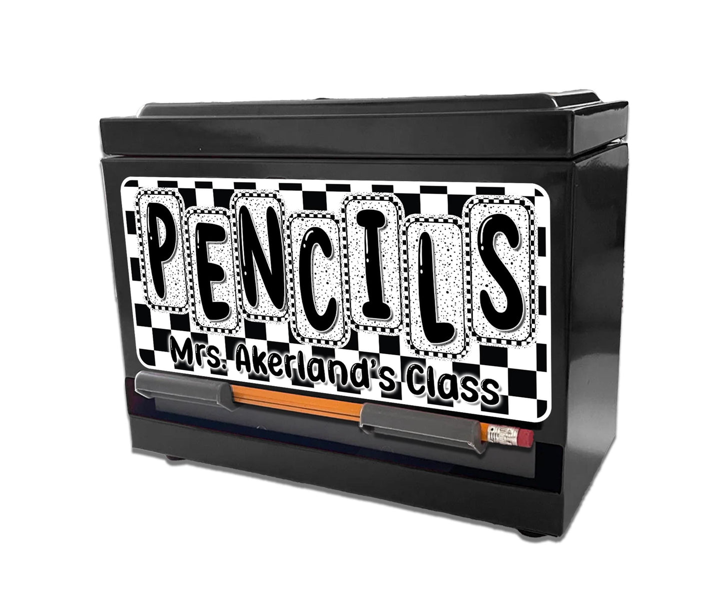 Pencil Dispenser Vinyl Decal Personalized with a name Waterproof Vinyl Decal for Teacher's Classroom Pencil Dispensers, Monogrammed Decals