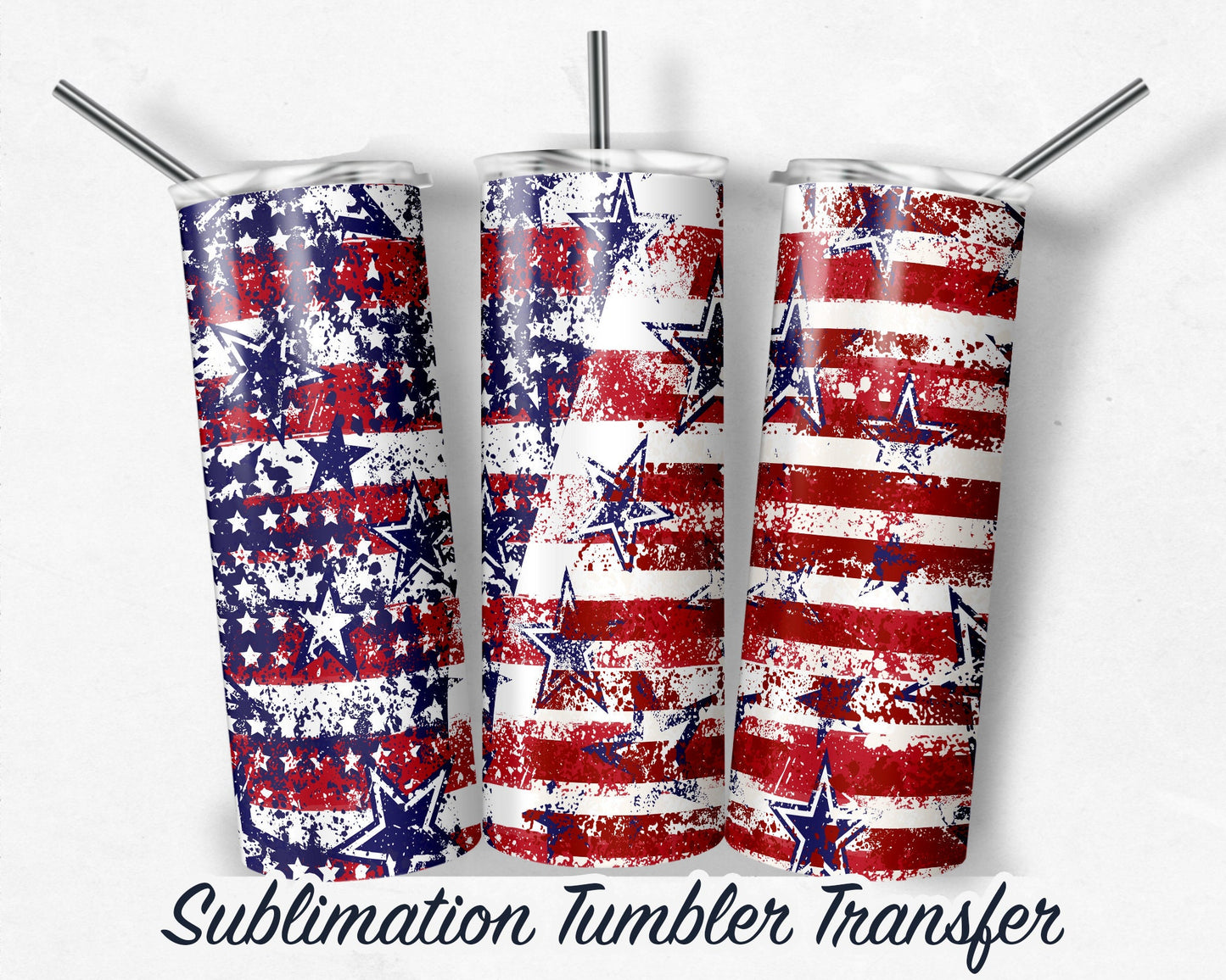 Grunge Distressed Flag  Sublimation Transfer Print For 20 oz Tumbler - 30 oz Skinny Tumbler - Ready To press - Heat Transfers