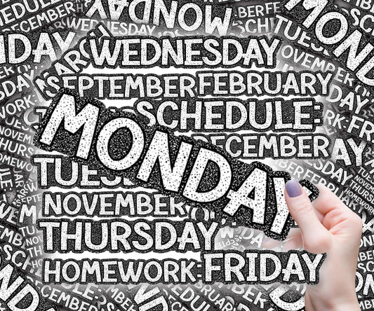Classroom whiteboard Magnets, Black and White Composition Theme, 3in x 10in, Custom Classroom Magnets, Mon-Fri, Jan-Feb, Homework or Custom