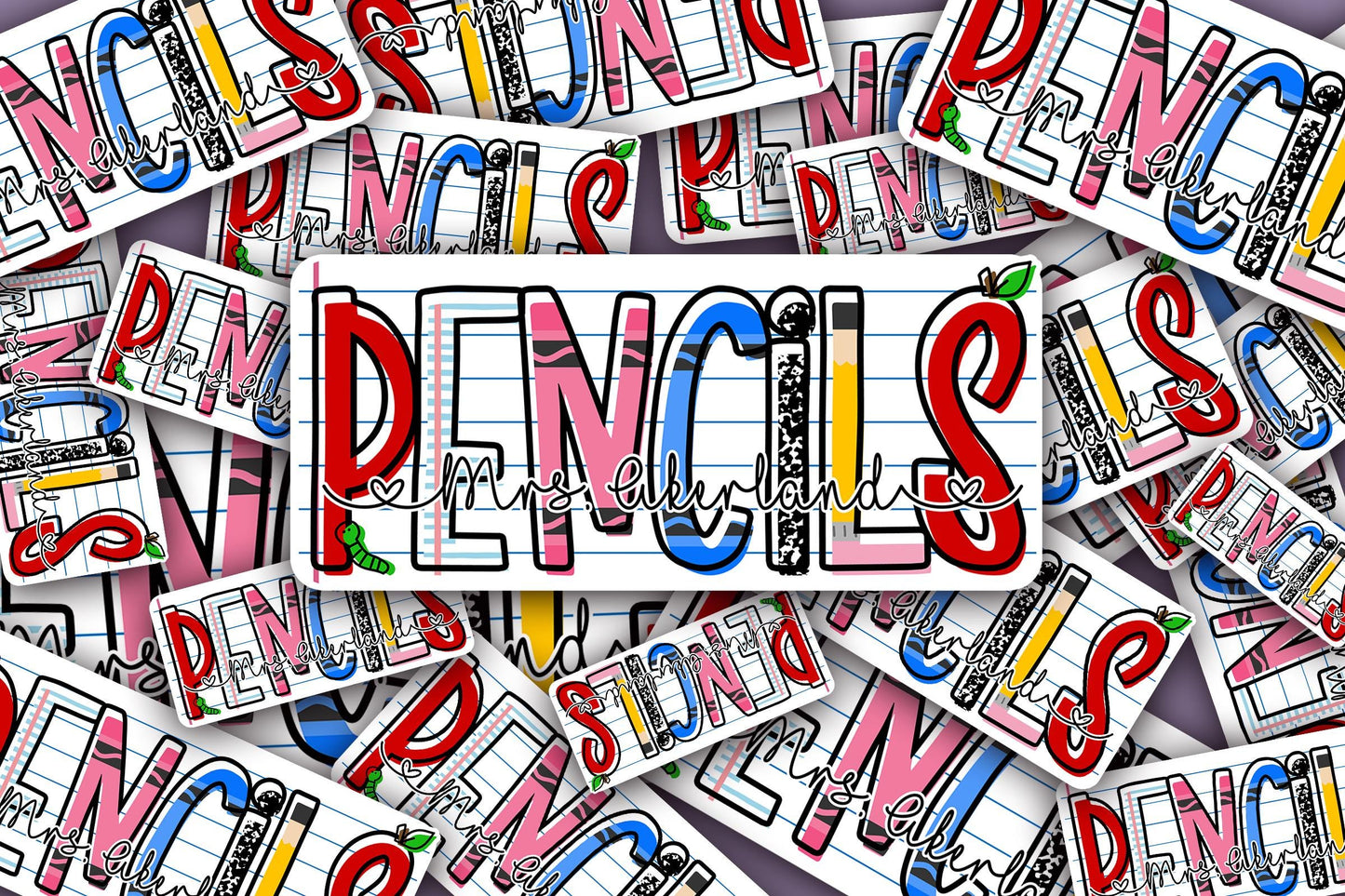 Custom Pencil Dispenser Vinyl Decal Personalized with a name, Waterproof Decal, Classroom, Teacher Appreciation Gift Approx. 3.5x7.5 inches
