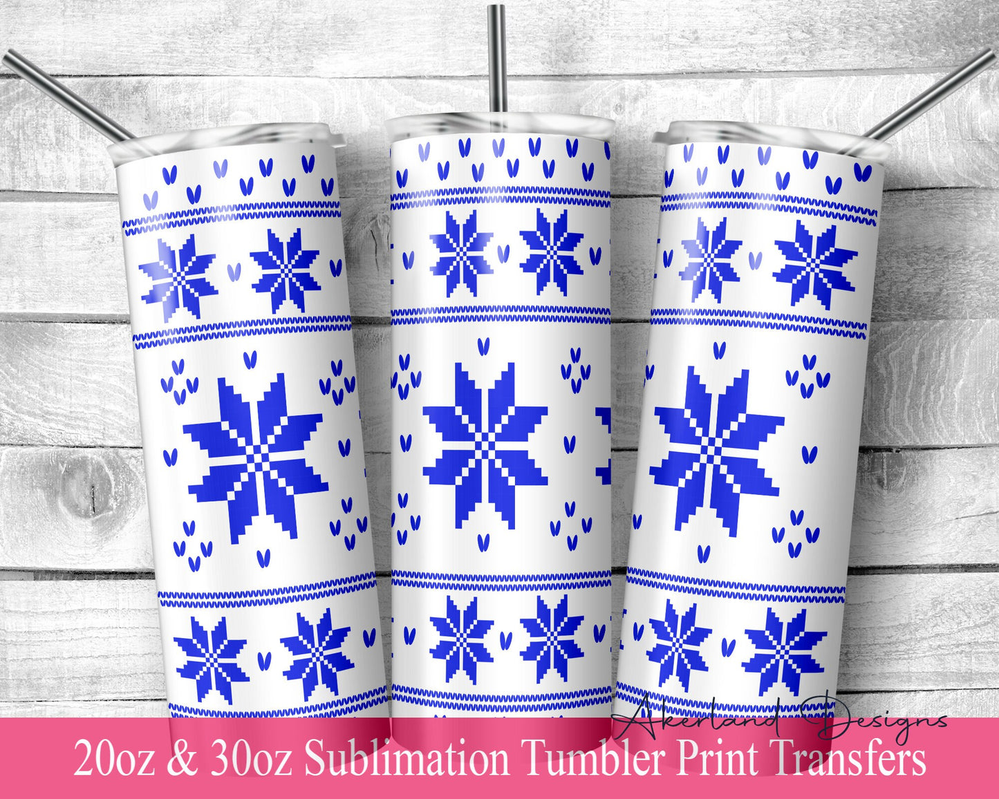 Knitted Christmas  Sublimation Transfer Print For 20 oz - 30 oz Tumbler - Ready To press - Heat Transfers