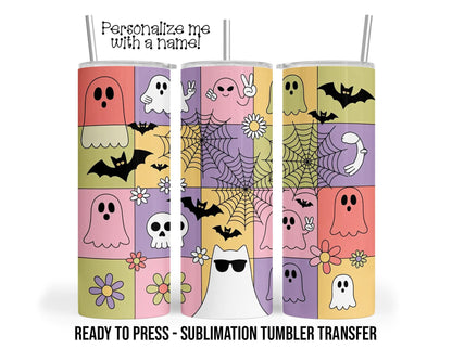 Pastel Goth, Ghost Halloween, Spooky Fall Sublimation Tumbler Transfer Print 20oz Tumbler, Ready To press Heat Transfer SHIPS NEXT DAY