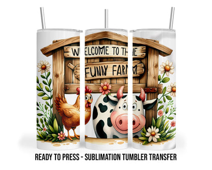 Funny Cow Ready to Press Sublimation Transfer Print 20 oz - 30 oz Tumblers  SHIPS NEXT DAY